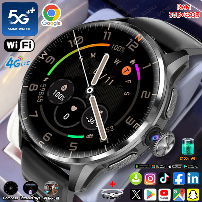 Fall Detection Watch - Relógio inteligente 5G/4G com rede completa,